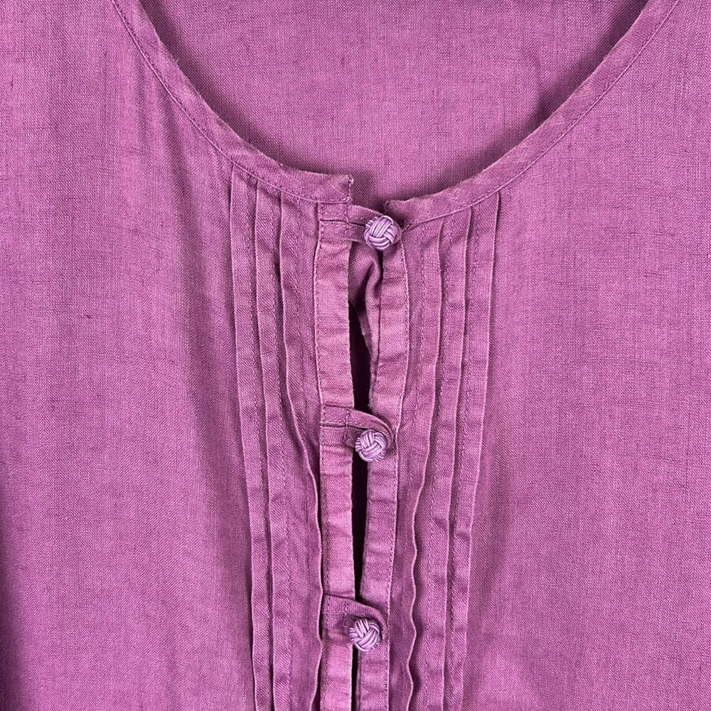 100% linen Pleated / pintuck J. Jill magenta Women's Blouse 4X - Picture 7 of 13